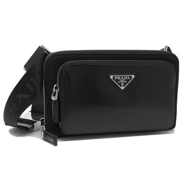 プラダ ボディバッグ リナイロン ブラッシュドレザー ブラック メンズ PRADA 2VH156 789 F0002 OMT プラダ ボディバッグ リナイロン ブラッシュドレザー ブラック メンズ PRADA 2VH156 789 F0002 OMT