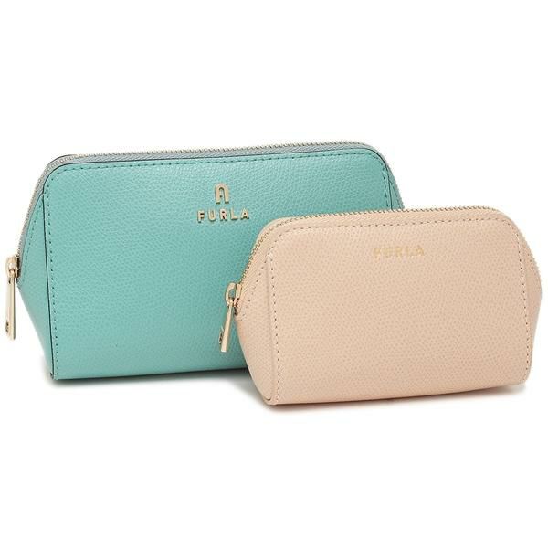 FURLA くすみブルー　ポーチ 未使用】 FURLA ポーチ 小物入れ くすみブルー 化粧ポーチ