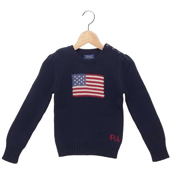 ポロラルフローレン 子供服 ニット セーター フラッグ ネイビー キッズ POLO RALPH LAUREN 312668609001 NVY 5(106-115cm)