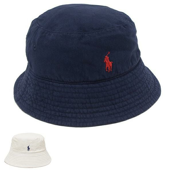 ポロラルフローレン 帽子 バケットハット メンズ レディース ユニセックス RALPH LAUREN 455938465 (1)CRUISE NAVY(CNY) ネイビー レッド