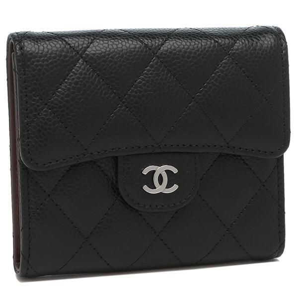 シャネル 二つ折り財布 マトラッセ シルバー金具 ブラック レディース CHANEL AP0231 Y01588 C3906