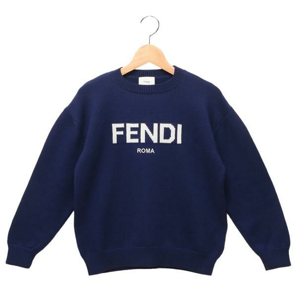 フェンディ 子供服 ニット セーター ネイビー ホワイト キッズ FENDI JUG147 AOCH F1I11 12Y