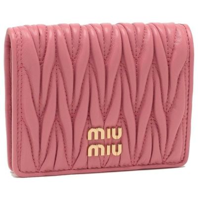 ミュウミュウ 二つ折り財布 マテラッセレザー ミニ財布 ロゴ ピンク レディース MIU MIU 5MV204 2FPP F0638 | AXES