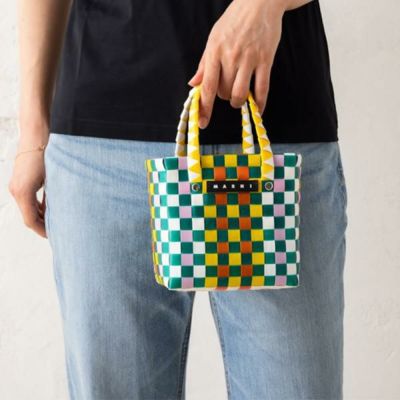 マルニ かごバッグ マルチカラー ウーブン マイクロ バスケット グリーン レディース MARNI M00178M00I WMW55F 0M536 マルニ かごバッグ マルチカラー ウーブン マイクロ バスケット