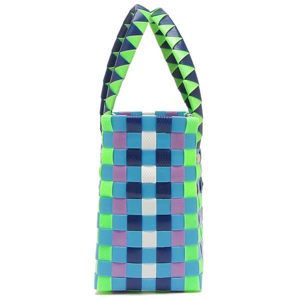 マルニ かごバッグ マルチカラー ウーブン マイクロ バスケット ブルー