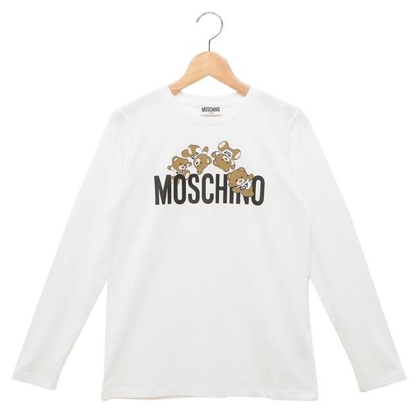 モスキーノ 子供服 Tシャツ カットソー テディロゴ テディベア ロングTシャツ ホワイト キッズ MOSCHINO HUO00T LAA03 10101 2024春夏新作 14