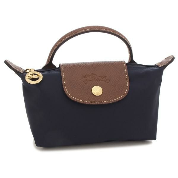 ロンシャン ポーチ プリアージュ ハンドル付き リサイクル エコ サステナブル ブルー レディース LONGCHAMP 34175 089 P68 ネイビー