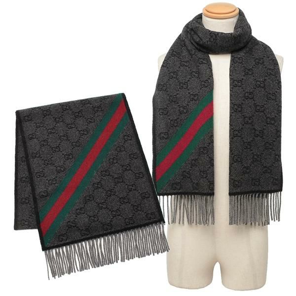 グッチ スカーフ バンダナ ストール グレー メンズ GUCCI 570603 3G200 1466 2024秋冬新作 エレガント