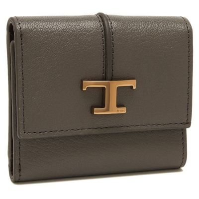 トッズ 三つ折り財布 Tタイムレス ミニ財布 グレー レディース TOD'S