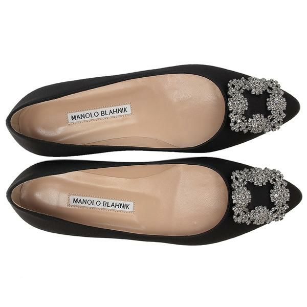 マノロブラニク パンプス ハンギシ フラットシューズ ブラック