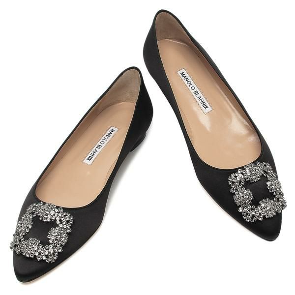 マノロブラニク パンプス ハンギシ フラットシューズ ブラック