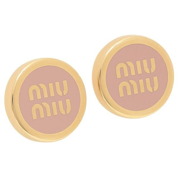 ミュウミュウ ピアス エナメルメタルピアス ロゴ ピンク レディース MIU MIU 5JO912 2F6T F0615 2024秋冬新作