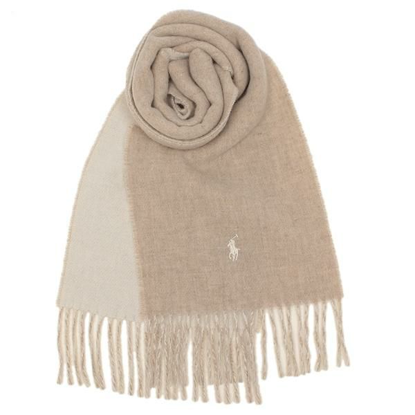 【ま 】 ポロ　ラルフローレン　ベージュ マフラー ポロラルフローレン マフラー ポニー刺繍 ベージュ メンズ レディース