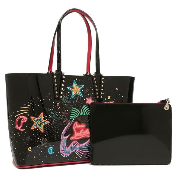 クリスチャンルブタン トートバッグ カバタスモール スターライト ブラック レッド レディース Christian Louboutin 1235009 M024 A4対応 マルチカラー