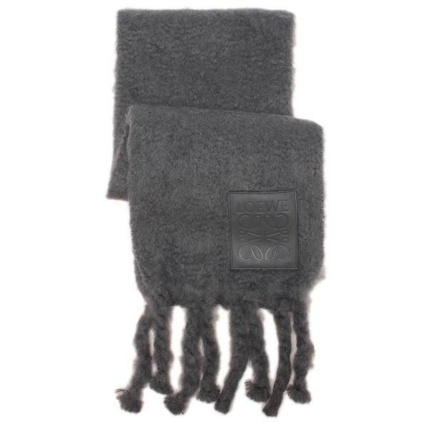 ロエベ マフラー フリンジ アナグラム グレー レディース LOEWE