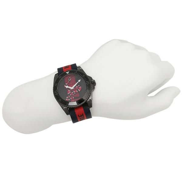 グッチ 時計 GUCCI GU-YA136214 458985 I86P0 8746 ル マルシェ デ メルヴェイユ 45mm DIVE ダイブ ヘビ 蛇 メンズ腕時計 ウォッチ ブルー/レッド/ブルーウェブ 詳細画像