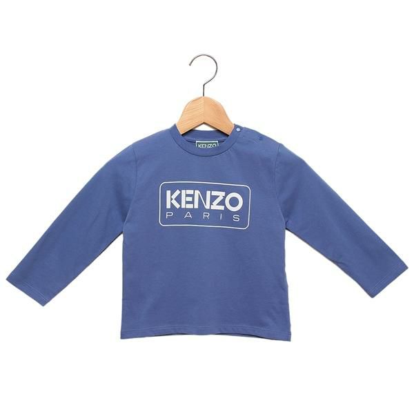 ケンゾー Tシャツ カットソー 子供服 ロングTシャツ ブルー ホワイト ボーイズ KENZO K60518 780 2024秋冬新作 3A キッズ