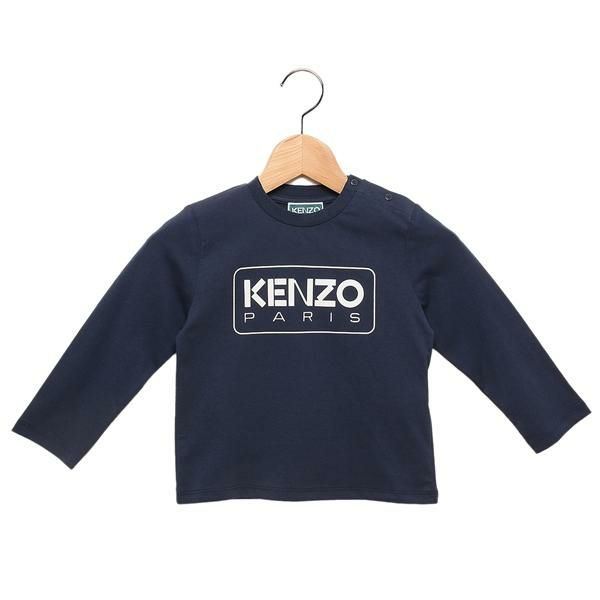 ケンゾー Tシャツ カットソー 子供服 ロングTシャツ ネイビー ホワイト ボーイズ KENZO K60518 84A 2024秋冬新作 2A キッズ