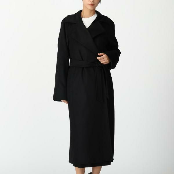 マックスマーラ オールレザー L ロングコート ベルト付き 本革 ブラック MaxMara 黒 レザーロングコート