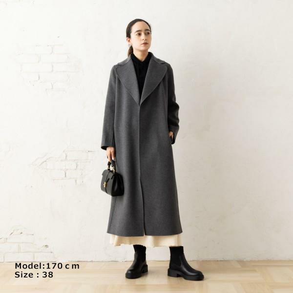 【美品】マックスマーラ ダブルチェスターコート ベルト付 シルク アンゴラ 黒L マックスマーラ黒 ダブルブレスト チェスターコート レディース