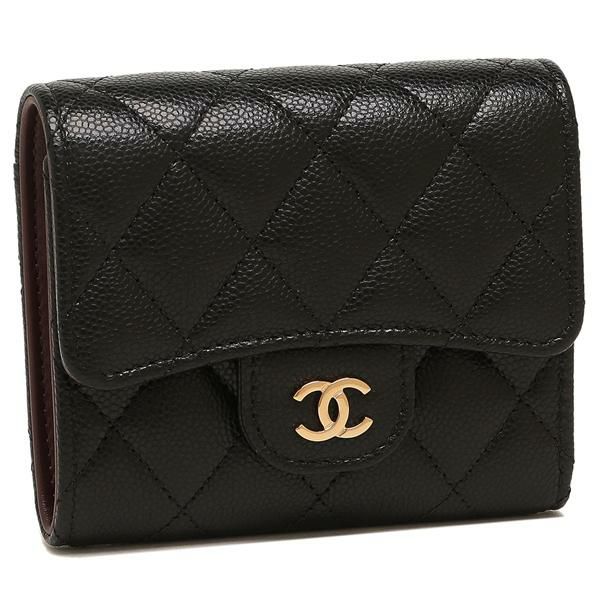 シャネル 三つ折り財布 マトラッセ コンパクトウォレット ブラック レディース CHANEL AP0229 B10583 C3906