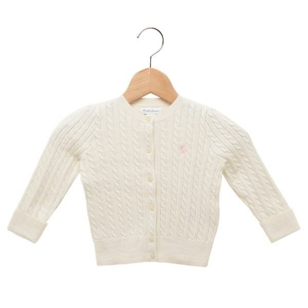 ポロラルフローレン ベビー服 ケーブルニットカーディガン ホワイト ガールズ RALPH LAUREN 310543047008 WH 2025春夏新作 18M キッズ