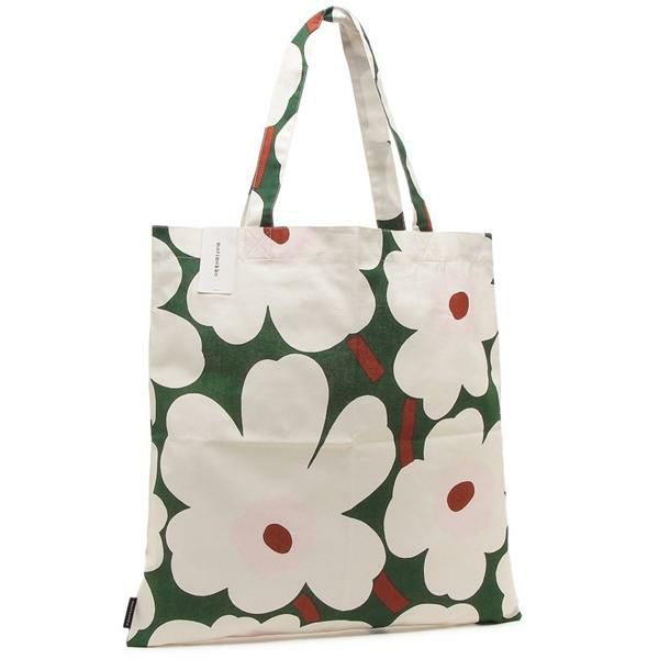 マリメッコ トートバッグ ウニッコ 花柄 グリーン ホワイト レディース MARIMEKKO 074192 613 A4対応 2025春夏新作 マルチカラー