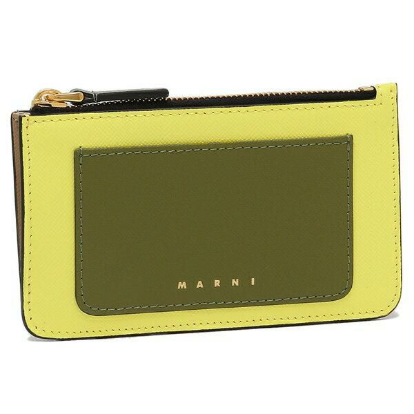 MARNI コインケース SAFFIANO ブルーグリーン×ホワイト×ライトベージュ 