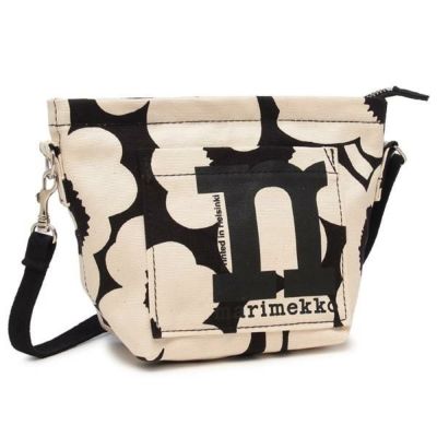 マリメッコ ショルダーバッグ ウニッコ 花柄 グレー ブラック