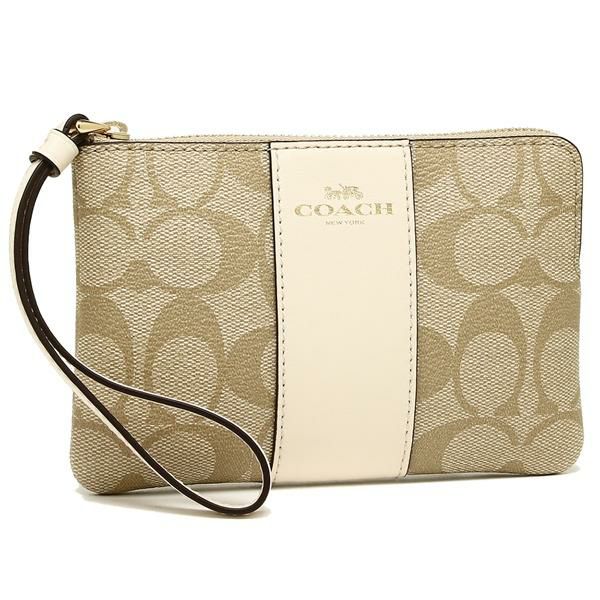 コーチ ポーチ COACH F58035 IMDQC コーナー ジップ リストレット レディース ポーチ ライトカーキ/チョーク 白