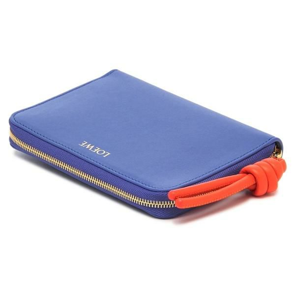 LOEWE 直営店 軽量コットンとセタのミニゴンナ ロエベ 二つ折り財布 ノットコンパクト ミニ財布 ブルー