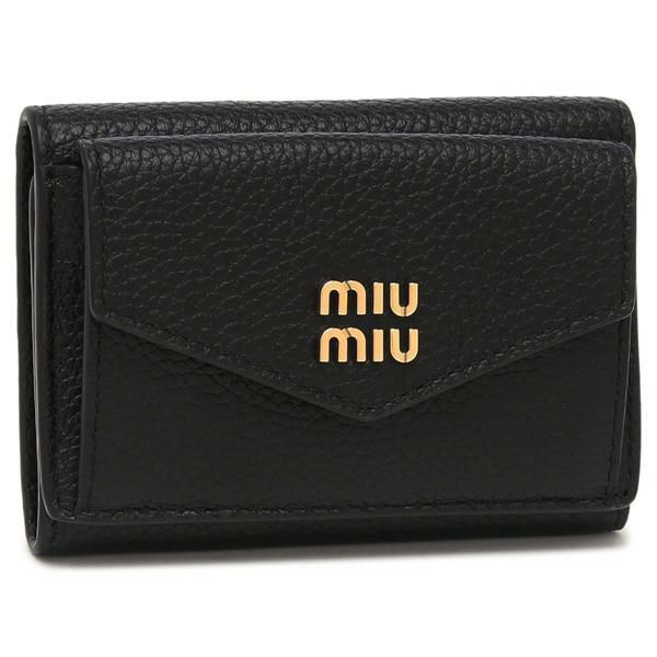 ミュウミュウ 三つ折り財布 ミニ財布 ブラック レディース MIU MIU 5MH021 ADT7 F0002 ミュウミュウ 三つ折り財布 ミニ財布 ブラック レディース MIU MIU 5MH021 ADT7 F0002