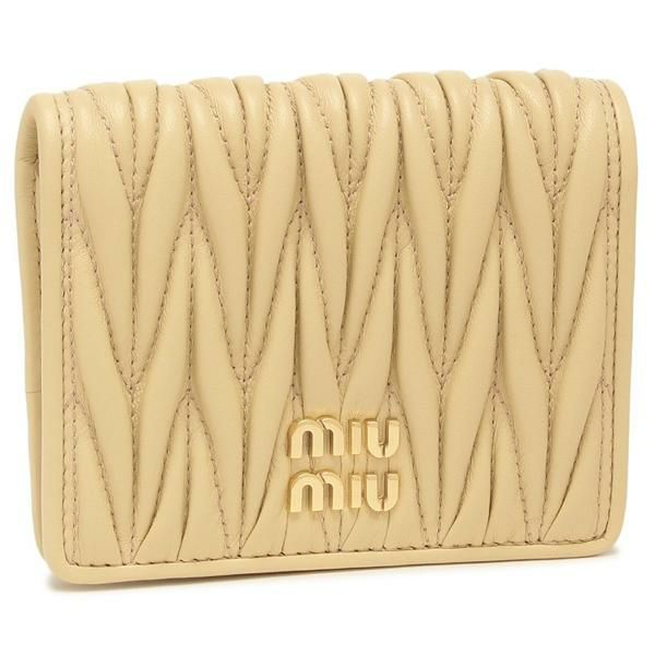 ミュウミュウ 二つ折り財布 マテラッセ ベージュ レディース MIU MIU 5MV204 AFPP F0K57 2025春夏新作 ミュウミュウ 二つ折り財布 マテラッセ ベージュ レディース MIU MIU 5MV204 AFPP F0K57 2025春夏新作