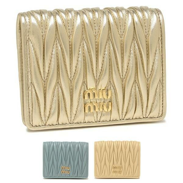 ミュウミュウ 二つ折り財布 マテラッセ レディース MIU MIU 5MV204 AFPP MATELASSE (2)PIRITE(F0846) ゴールド ミュウミュウ 二つ折り財布 マテラッセ レディース MIU MIU 5MV204 AFPP MATELASSE (2)PIRITE(F0846) ゴールド