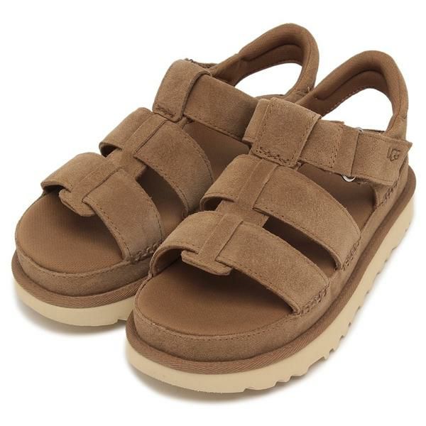 UGG（アグ）のサンダルが入荷しました 随所に施されたロゴがさりげなく上品さを演出します。面ファスナー仕様のストラップで足にぴったりフィットし、快適な履き心地を実現。フラットソールは歩行時の衝撃を吸収