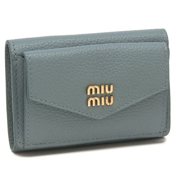 ミュウミュウ 三つ折り財布 メタルロゴ ミニ財布 ブルー レディース MIU MIU 5MH021 ADT7 F0035 2025春夏新作 ミュウミュウ 三つ折り財布 メタルロゴ ミニ財布 ブルー レディース MIU MIU 5MH021 ADT7 F0035 2025春夏新作