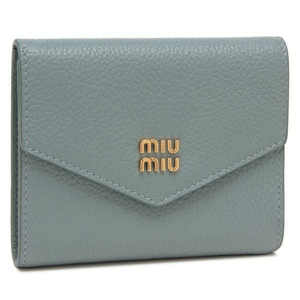 ミュウミュウ 二つ折り財布 メタルロゴ フラップ付き ブルー レディース MIU MIU 5MH040 ADT7 F0035 2025春夏新作 ミュウミュウ 二つ折り財布 メタルロゴ フラップ付き ブルー レディース MIU MIU 5MH040 ADT7 F0035 2025春夏新作