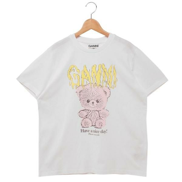 ガニー Tシャツ カットソー クマ プリントTシャツ ホワイト レディース GANNI T4289 151 2025春夏新作 S ガニー Tシャツ カットソー クマ プリントTシャツ ホワイト レディース GANNI T4289 151 2025春夏新作 S