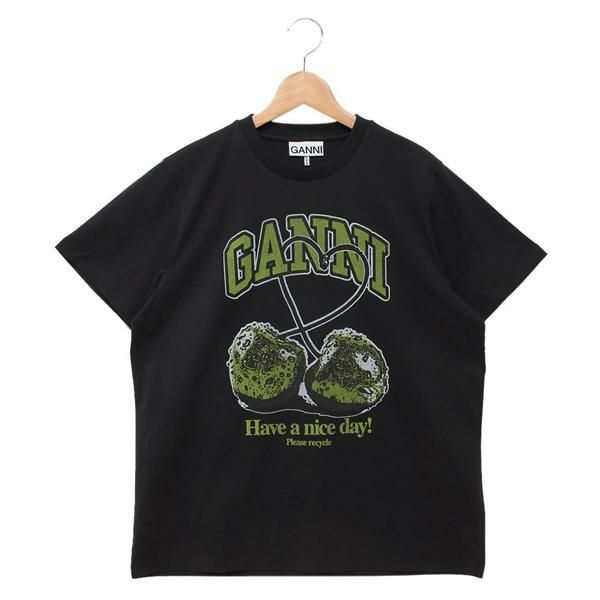 ガニー Tシャツ カットソー さくらんぼ チェリー プリントTシャツ ブラック レディース GANNI T4292 252 2025春夏新作 S ガニー Tシャツ カットソー さくらんぼ チェリー プリントTシャツ ブラック レディース GANNI T4292 252 2025春夏新作 S