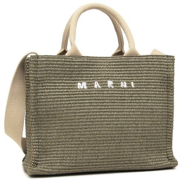 MARNI（マルニ）のハンドバッグが入荷しました ナチュラルな風合いの編地とブランドロゴの刺しゅうを組み合わせたキャッチーな一品です。内側にはファスナー付きのポケットを備え、整理整頓もしやすい仕様。す