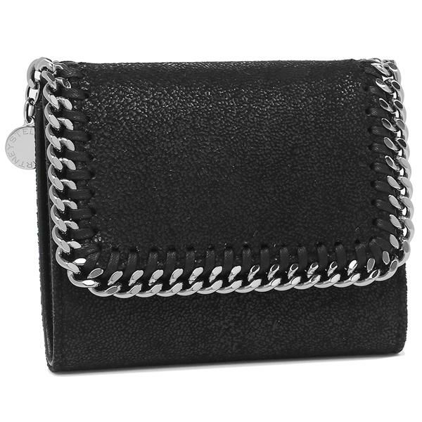 ステラマッカートニー STELLA McCARTNEY 431000 W9132 1000 SMALL FLAP WALLET SHAGGY DEER FALABELLA ファラベラ エコレザー レディース 二つ折り財布 BLACK
