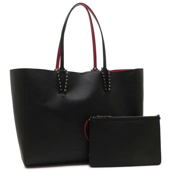 クリスチャンルブタン トートバッグ カバタ ポーチ付き ブラック レッド レディース Christian Louboutin 1255044 B078 A4対応 2025春夏新作 クリスチャンルブタン トートバッグ カバタ ポーチ付き ブラック レッド レディース Christian Louboutin 1255044 B078 A4対応 2025春夏新作