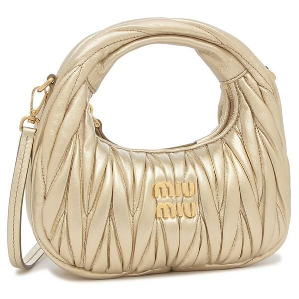 ミュウミュウ ハンドバッグ ショルダーバッグ マテラッセ ワンダー ホーボーミニ ゴールド レディース MIU MIU 5BP078 AN88 F0846 2025秋冬新作 ミュウミュウ ハンドバッグ ショルダーバッグ マテラッセ ワンダー ホーボーミニ ゴールド レディース MIU MIU 5BP078 AN88 F0846 2025秋冬新作
