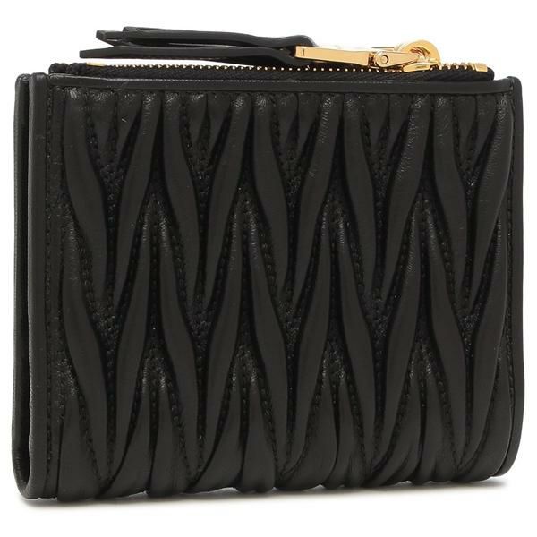 miu miu ブラックレザー 二つ折り財布