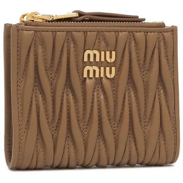 ミュウミュウ 二つ折り財布 マテラッセ ブラウン ゴールド レディース MIU MIU 5ML024 AFPP F098L 2025秋冬新作 ミュウミュウ 二つ折り財布 マテラッセ ブラウン ゴールド レディース MIU MIU 5ML024 AFPP F098L 2025秋冬新作