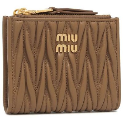 ミュウミュウ 二つ折り財布 マテラッセ ブラウン ゴールド