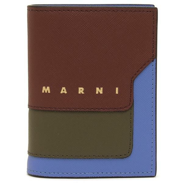 マルニ 二つ折り財布 ブルー マルチカラー レディース MARNI