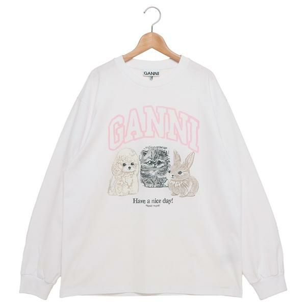 ガニー Tシャツ カットソー アニマル ホワイト レディース GANNI T4275 151 2025秋冬新作 M ガニー Tシャツ カットソー アニマル ホワイト レディース GANNI T4275 151 2025秋冬新作 M