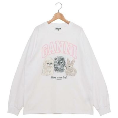 (ガニー) GANNI アニマルプリント 長袖Tシャツ T4275 GANNI ガニー 長袖 Tシャツ Re-cut Heavy Jersey Animals Long