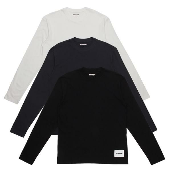 ジルサンダー Tシャツ カットソー 3枚セット ロングTシャツ ネイビー ホワイト ブラック メンズ JIL SANDER J47GC0002 JTN254 000 ジルサンダー Tシャツ カットソー 3枚セット ロングTシャツ ネイビー ホワイト ブラック メンズ JIL SANDER J47GC0002 JTN254 000